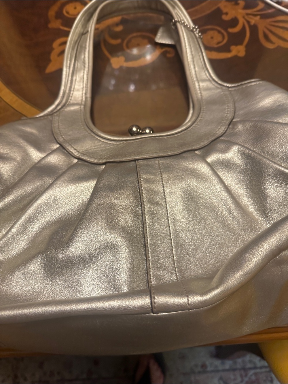 Like New Coach Metallic Silver Leather Tote Bag - Women - Picture 4 of 9